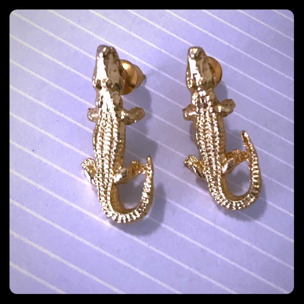Vintage gold alligator earrings
